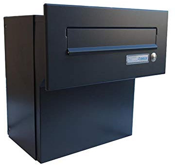 F-042 XXL Mauerdurchwurf Briefkasten (Tiefe: 27-40,5 cm) RAL 7016 Anthrazit mit Namensschild und Klingel - LETTERBOX24.de