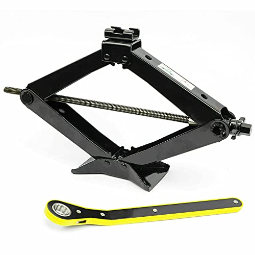 Scherenwagenheber 2T, 98-440 mm, Car Jack Kit mit Ratsche, Stahlsäule, Auto Heber, vergrößerte Stahlplatte, tragbarer Wagenheber für PKW MPV SUV (SN4547)