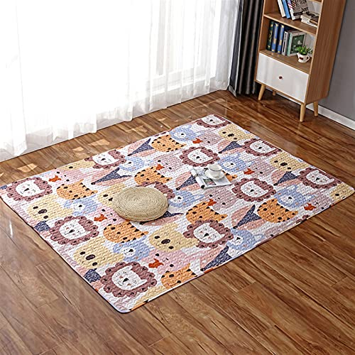 LIVEINU Baumwolle Tatami Teppich mit Anti-Rutsch Unterstützung Faltbarer Abwaschbarer Kinderteppich Spielteppich Babyteppich Fußboden Krabbeldecke 70x180cm Zoo Tiere