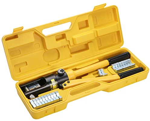 HSEAMALL 16T Hydraulische Presszange Crimpzange 8–300 mm² Kabelschuhzange Hydraulische Quetschzange für Kupfer-Aluminium Elektrische Kabelschuhe 13 Paar Matrizen