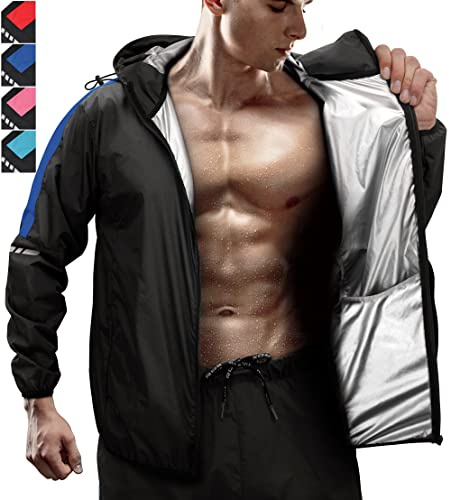 RDX Schwitzanzug Zum Abnehmen, Saunaanzug REACH OEKO TEX 100 ZERTIFIZIERT, Kapuzen Anzug Sauna Suit Sweatanzug Sportanzug Trainingsanzug Thermo Sweatsuit Boxen MMA Gym Fitness Laufen Herren Damen