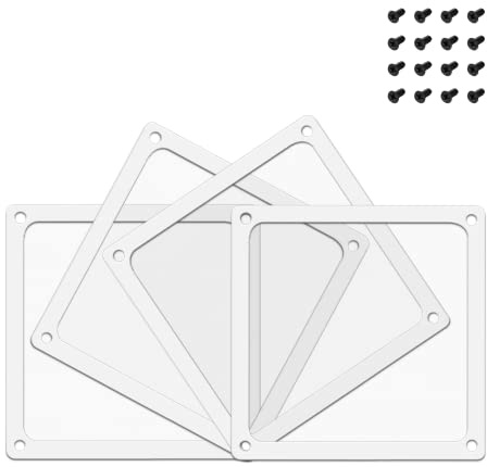 BRIEFCEC Dammfilter 140 mm med skruvar för datorkylarfläkt/PSU/routrar NYLON 80 nät, magnetisk ram, PC-fläkt, dammnät, PC, kylfilter, dammtäta grillar (NYLON, 4-pack, vit)