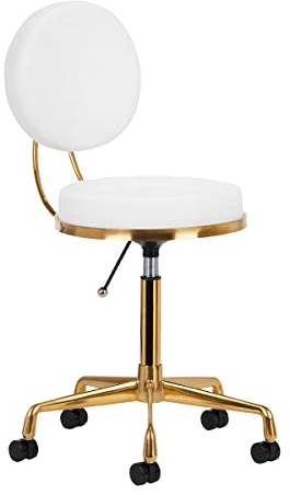 ACTIVESHOP Kosmetikhocker Rollhocker Arbeitshocker H5 Gold Weiss