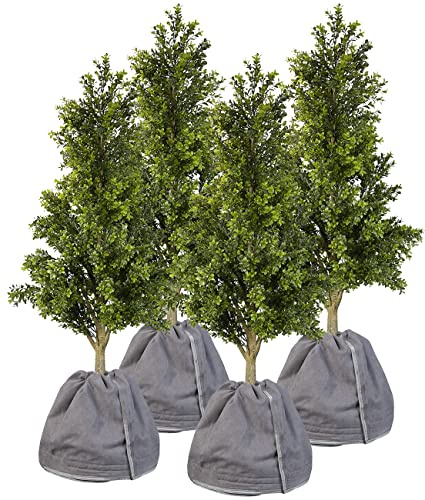 Royal Gardineer Topfpfabdeckungen: 4er-Set Thermo-Topfschutz für Pflanzen, 40x40 cm, Drainage, anthrazit (Kälteschutzvlies, Abdeckhaube, Gewächshaus)