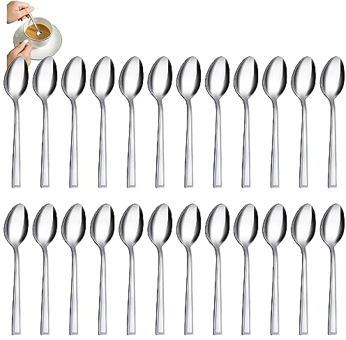 Teelöffel 24 stück, Hunnycook Edelstahl Kaffeelöffel Set, Kleine Löffel/Espressolöffel/Dessertlöffel, Teelöffel Set für Haushalte, Restaurants, Kantinen, Hochglanzpoliert & Spülmaschinenfest
