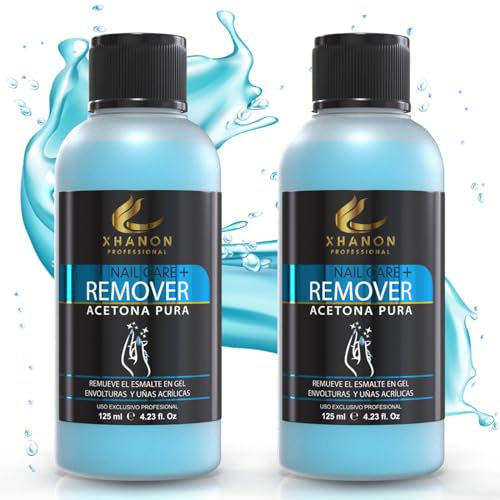 Acetona Pura Especial Azul Para Uñas - Removedor de Esmalte Permanente/Semipermanente de Uñas Acrílicas y Esmalte en Gel Xhanon Professional 2x125ml