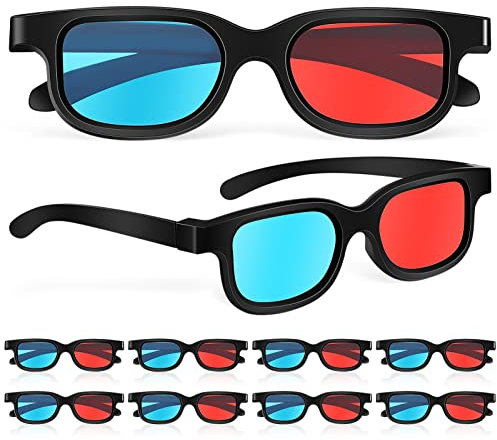 SUPVOX 10 Pezzi Occhiali 3D Rosso- / Anaglifi Stile Semplice Occhiali 3D Gioco Film 3D-Stile di Aggiornamento Extra con Monitor per Computer Ordinari Schermi TV Cinematografici