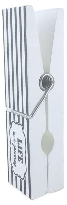 TemaDecor - Molletta Jumbo Gingante Mollette Grandi Dimensioni in Legno, 16.5x4 cm Clips Robuste e Resistenti – Decorazione da Parete e Appoggio (Bianco Righe)