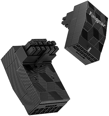 Fasgear 12VHPWR Adapter 90 Grad Rechtwinkliger PCI-e5.0 16poliger Stromadapter 600W 12+4poliger GPU-Männlich-zu-Weiblich-Stecker für GeForce RTX 3090Ti 4070Ti 4080 4090 5090 Grafikkarte(Typ A)