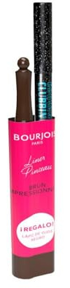 Bourjois Maquillaje Pack Liner Pinceau, Contour Clubing regalo 2 BRUN IMPRESSIONNISTE, 48 ATOMIC BLACK 1.2g