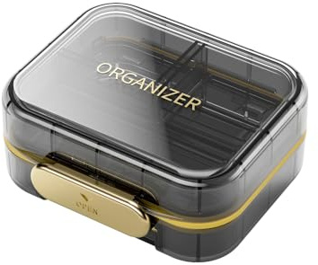 1 organizador de pastillas de viaje, pastillero de 7 compartimentos, pastillero portátil diario para guardar vitaminas, pastillero para bolsillo organizador de medicamentos (3 x 2.8 pulgadas)
