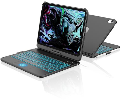 aMZCaSE para iPad 10th 2022/A16 11th Generation 2025(10.9/11 Pulgadas) Funda con Funda de Teclado,Touch para Funda de 10/11th Generación -360 °Giratorio y Sostenedor de lápiz,diseño ES (Negro)