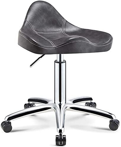 Sattelhocker,Rollstuhl für Salon,Küche,Spa,Zeichnen,Verstellbarer Hocker mit Rollen,grau
