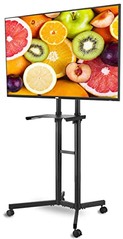 Soporte De Suelo Universal para TV, Carro De TV Móvil con Ruedas, para TV De Pantalla Plana LCD Led QLED De 32 A 70 Pulgadas, Soporte Giratorio De Altura Ajustable