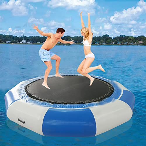 Wasserspielzeug, aufblasbares Wassertrampolin, 1,5 m bis 4,0 m großer schwimmender Wasserhüpfer mit 4-Stufen-Seilleiter für Wassersport für Erwachsene und Kinder, 13 Fuß/4,0 m
