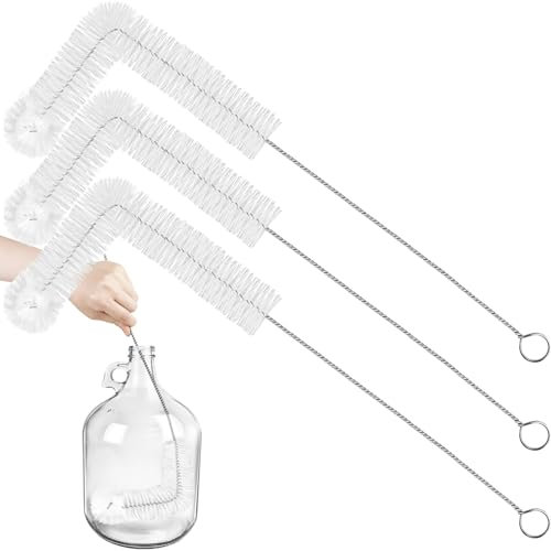 Artcome Lot de 3 brosses à Manche Long de 73,7 cm pour bonbonnes en Verre de 3, 5, 6, 6,5 gallons – Nettoyage Efficace pour Les récipients de Fermentation à col étroit – Idéal pour Les Bouteilles de