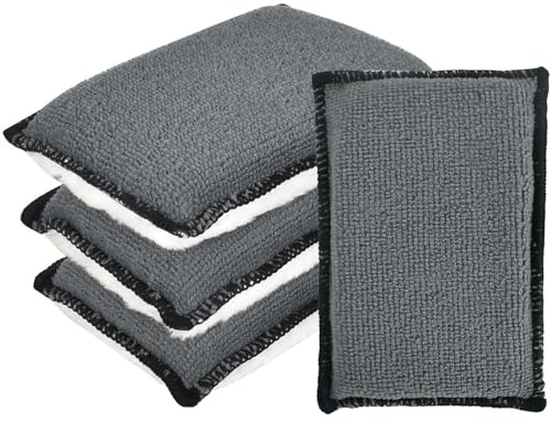 Car Interior Pads 4 Pieces Microfibre Cleaning Pads, Scrub Pads Car, Car Interior Cleaning Sponge, For The Interior Cleaning Care Of Plastic, Upholstery, Leather, Cockpit & Fittings (13cm*8cm)
