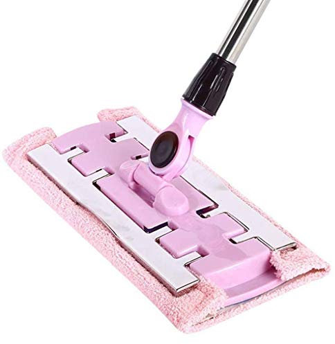 QUEAWOQ Balai à Franges, balayeuse Professionnelle à Fond Plat, Manche en Aluminium Rotatif à 360 degrés et 2 Coussins en Tissu Microfibre pour Rechercher Le Bonheur Octopus Feet