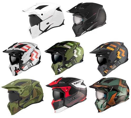 Motorcycle SV Open Face Jet Helmet mt Streetfighter - Scooter Biker Rider Crash Sports Racing Touring Urban Motorbike Helmets - ECE 22.06 DOT Approved Full Face Modular Helmet (Matt Blk Red White,XS)