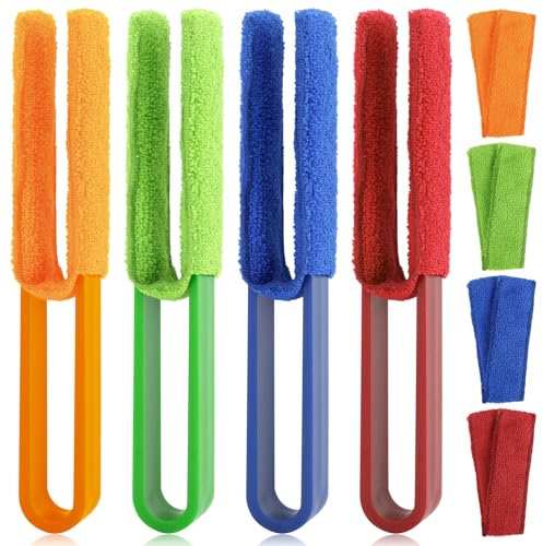4 Pezzi Pulisci Persiane, 4 Colori Pulisci Tapparelle, Spazzola Pulisci Persiane con Rivestimento In Microfibra Lavabile, Pulisci Persiane Esterne Alluminio per Tende, Aria Condizionata