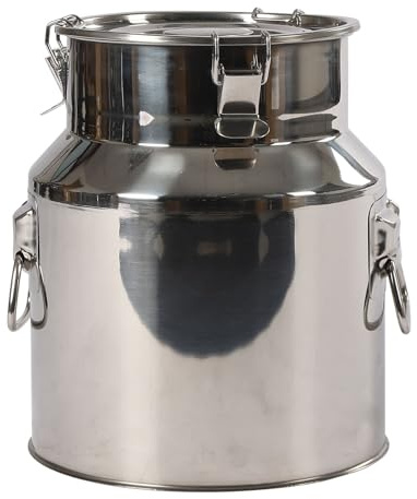 RjcdOPL Contenitore ermetico per alimenti in acciaio inox 201 con coperchio e mestolo, tanica multifunzionale con guarnizione in silicone, per la conservazione di latte, vino, formaggio e farina (14L)
