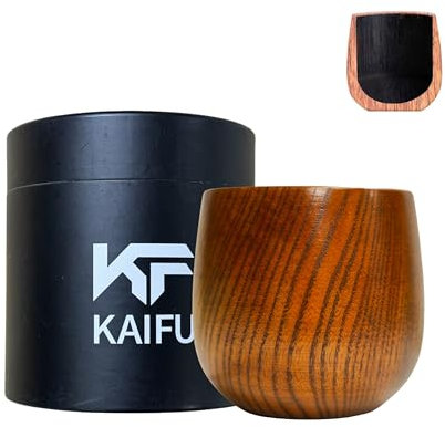 KF Charred Whiskey Cup, 1 Pack Artisan Wooden Bourbon Whiskey Glass, Vintage Whisky Grail Cup, Improves Wine Tasting Experience, Perfect Wiskey Gift for Men, Father, Husband, Boyfriend, Retirement.