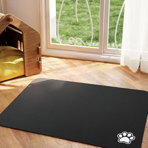 Mateju Napfunterlage Hund Katzen, Hund rutschfest Saugfähig Schnelltrocknend Futtermatte Hunde Katzen Matte, Mehrfarbig Napfunterlage Katze Hundenapf Unterlage (Schwarz,50x80cm)