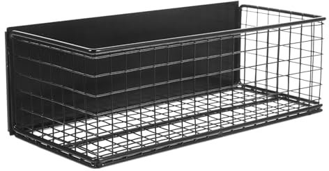 Didiseaon Magnetic Spice Rack and Storage Shelf, Black Iron Wire Mesh, Strong Magnet Refrigerator Organizer for Kitchen, Hanging Magnetic Storage Basket for Fridge Side and Microwave Use