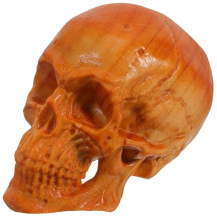 HAMPPLIES Statua di Testa di Teschio in Miniatura in Legno Massello Decorazione di Modellazione Intagliata Mano Design Unico di Teschio per Collezionisti e Arredamento della Casa