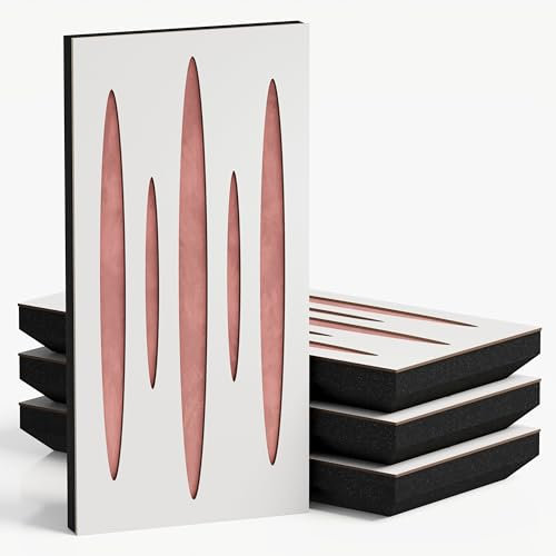 4-Pack — Narrow Acoustic Panels with Velvet Fabric | 50x25 cm | Decorative Noise Control & Echo Reduction | Sound Absorption & Diffusion | Color: [PULSAR-F - White | Rose]