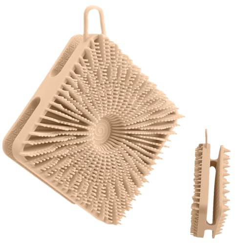 Uitseld Silicone Shower Scrubber - Double-Sided Silicone Hair Scrubber,2-in-1 Scalp Massager Shampoo Brush, Exfoliator Loofah, Soft Bristles for Kids Women Men