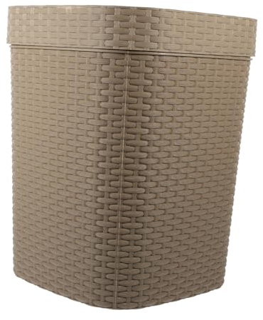 FONDOTIN Cesto De Papel De Imitación De Ratán Resistente Fácil De Limpiar Diseño Nórdico