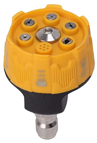Ugello spray per idropulitrice 6 in 1, Ugelli a Connessione Rapida da 1/4, Ugello Regolabile Alta Pressione in Acciaio Inox per Pulizia Auto, Giardino, Pavimenti e Facciate (Nero e Giallo)