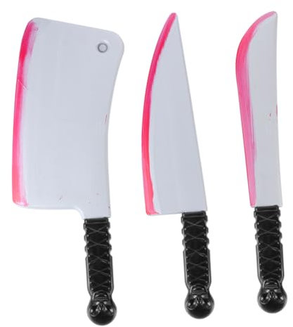 KICHOUSE 3pièces Lot De Couteaux Sanglants Simulés Pour Halloween Accessoires De Déguisement Réalistes Pour Fêtes Et Spectacles