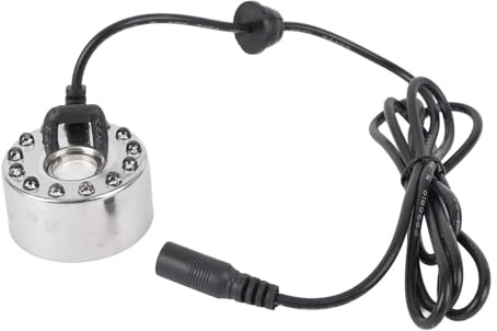 Acouto Fabricante de Neblina Fogger Aleación de Zinc 12 Led Color Atomizador de Niebla Cambiante Humidificador para Fountain Estanque en Jarrón Rockery Bird Bath EU Decoraciones de enchufes. Garden