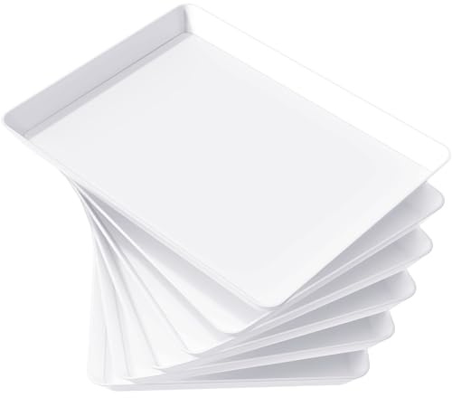 Lifewit Serveringsbricka, Serveringsbrädor, Plastfat, Charkuterifat för Fest, Återanvändbar Vit Bricka för Snacks Mat, Kakor, Set om 6, 40.6 × 30.5 cm