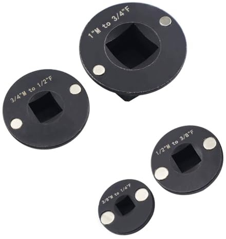 YUEHISY Low Profile Socket Adapter Set, 4Pcs Cr Mo Steel Drive Reducing Adapters for Tight Spaces, Converts 1 to 3/4, 3/4 to 1/2, 1/2 to 3/8, 3/8 to 1/4 Drive