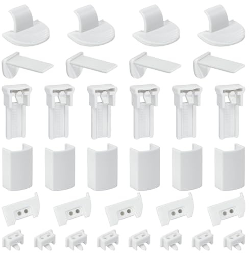 VGECEE 20kit 120Stk Plissee Ersatzteile Set Klemmträger, Klemmfix Halterung | Kleben Klemmträger Plissee Zubehör Ohne Bohren, Plissees Halterung Ersatzteile, für Fensterläden Jalousien