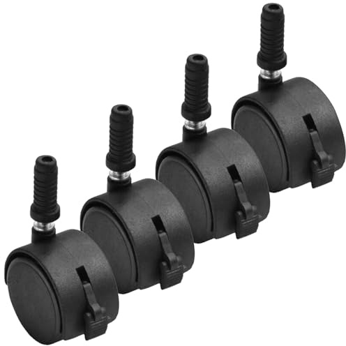Ruedas Giratorias con Freno para Muebles, 4 Piezas Negras | Completo, Paquete de 4, Material Pu y Metal, para Equipos y Carros de Compra