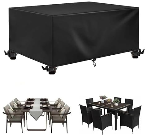 IUCUHE Funda para Mesa de Jardin Impermeable 200x150x110cm/Largo x Ancho x Alto Funda Muebles Jardin Rectangular,Tela Oxford 420d multitamaño,Cubierta Exterior para Balcón y Terraza