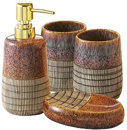 Bathroom Sets El Juego de Accesorios Incluye dispensador jabón, Plato for, Vaso y Soporte for cepillos Dientes (4 Piezas) Coastal Decor