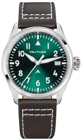 TACTICAL FROG Militado ML21 37 mm Fliegeruhr, VH31 Sweep-Uhrwerk, Saphirglas, BGW9 Leuchtzeiger, 100 m wasserdicht, Herren-Freizeituhr, grünes Zifferblatt