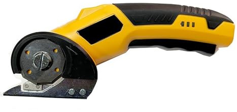 Cutter Rotatif électrique Portable, avec Indicateur LED, Coupe-Tissu Sans Fil, Lame en Acier Carbone et Poignée en ABS, pour La Couture(Yellow)