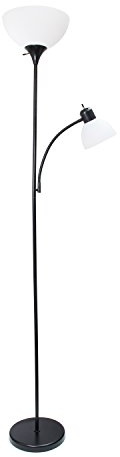 Simple Designs LF2000-BLK Mother-Daughter Floor Lamp with Reading Light, Black