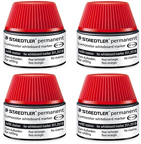 Staedtler 488 51-9 Tinte fr Marker Lumocolor refill station, 30 ml, Schwarz (4x30 ml, rot)