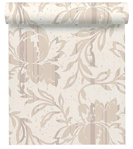 A.S. Création Vliestapete New Look Tapete gestreift floral 10,05 m x 0,53 m beige creme metallic Made in Germany 327902 32790-2