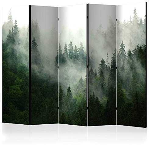decomonkey Paravent Raumteiler Innen Landschaft, 225x172 cm, 5-teilig, Wald | Beidseitig, Baum, Wohnzimmer, Room Divider, Wall, Raumteiler Stehend, Trennwand, Sichtschutz, Spanische Wand, Sichtschutzwand
