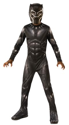 RUBIE'S Avengers Officiel - Déguisement Enfant Classique Black Panther - Taille 7-8 Ans - Costume Super Héros Marvel avec Combinaison Intégrale, Couvre-Bottes et Masque - Pour,