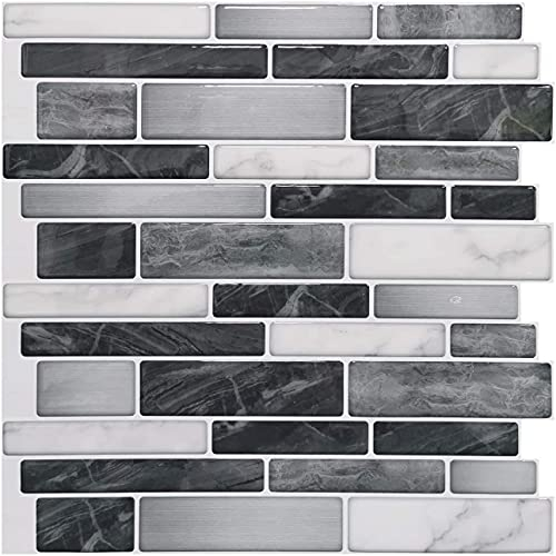 Art3d 10 Sheets Premium Self-Adhesive Kitchen Backsplash Tiles in Marble, 30x30cm Marble Wall Tiles for Kitchen Living Room Bathroom Bedroom Splashback