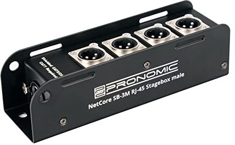 Pronomic NetCore SB-3M Multicore-Stagebox maschio - Stagebox con 4 prese XLR (maschio) su presa RJ45 - per la trasmissione di segnali analogici o digitali tramite cavo di rete